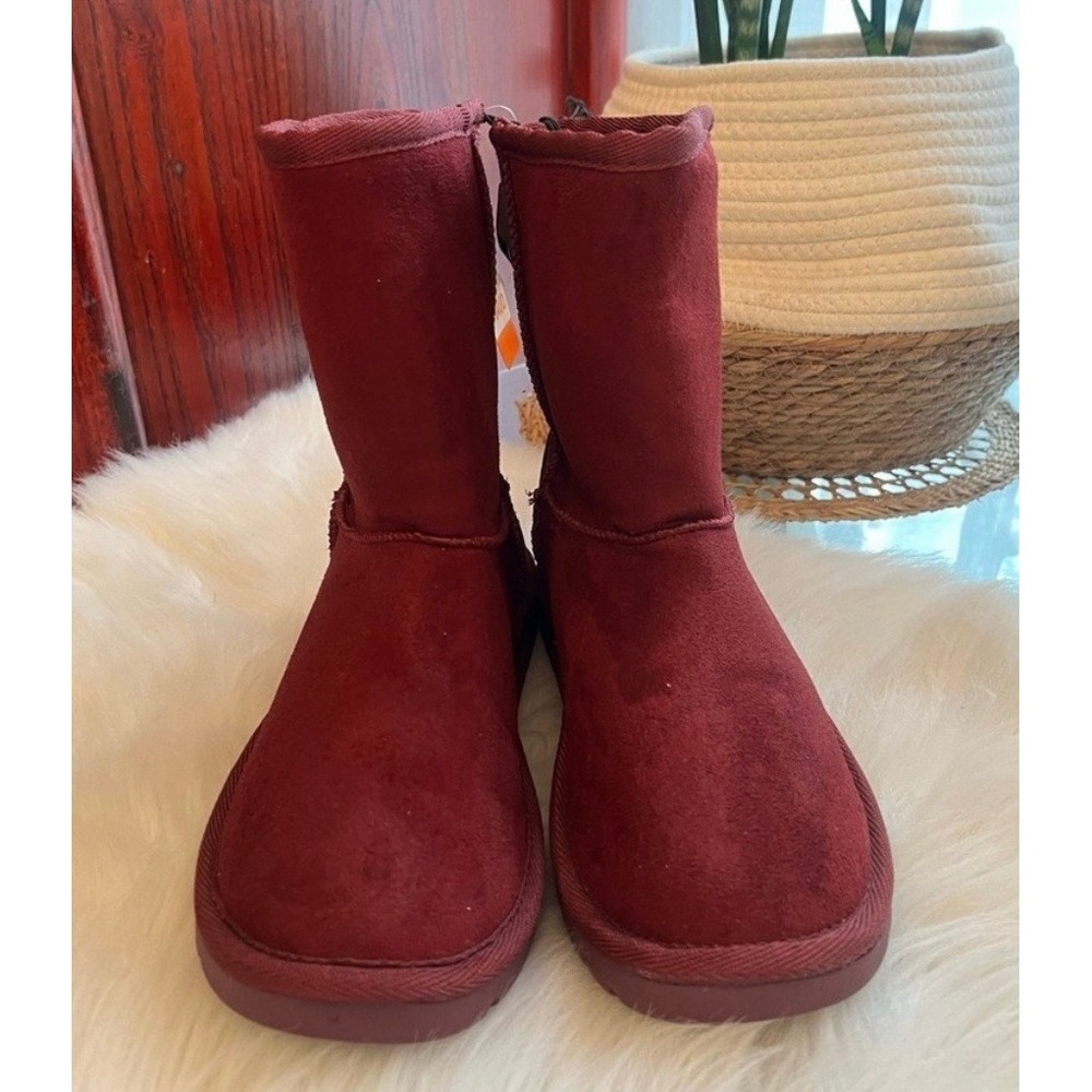 NEW Joe Fresh Burgundy Faux Suede Fur Lined Winter Boots Size 9 Women Burgundy